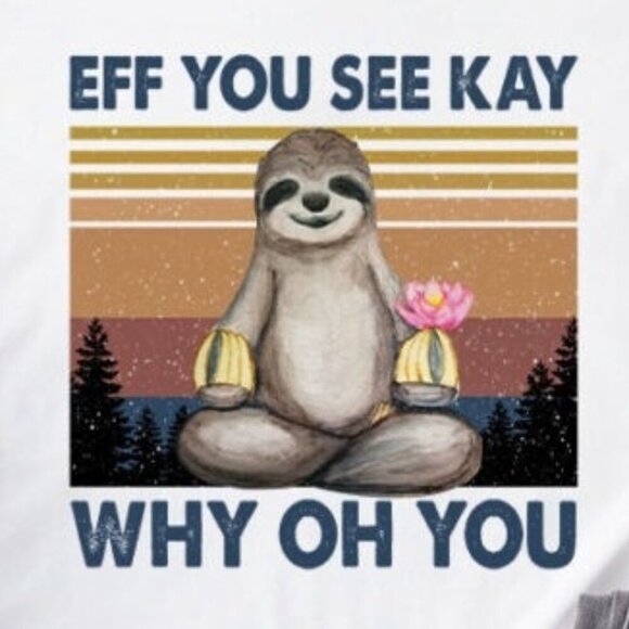 Meditating Sloth Eff You See Kay Why Oh You Funny Meme Fan Gift Graphic T-Shirt - Picture 2 of 5